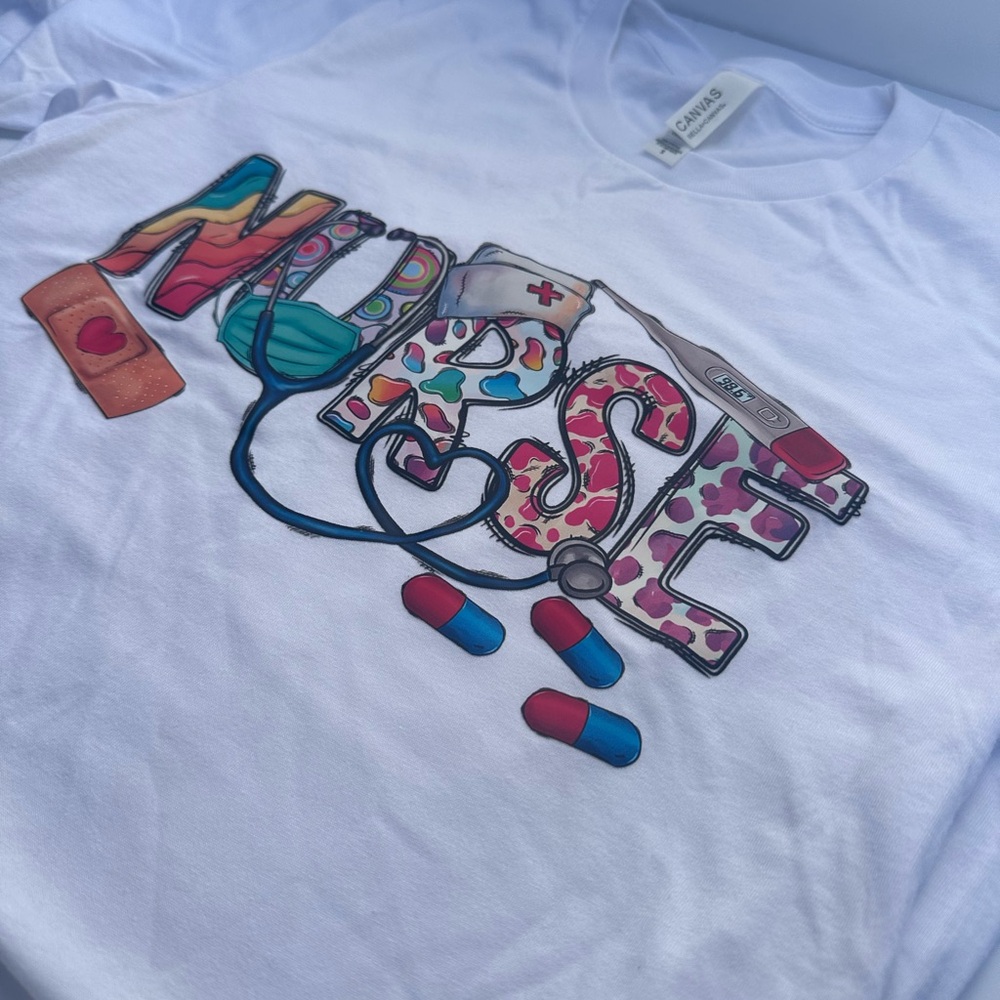 White Graphic Nurse Shirt